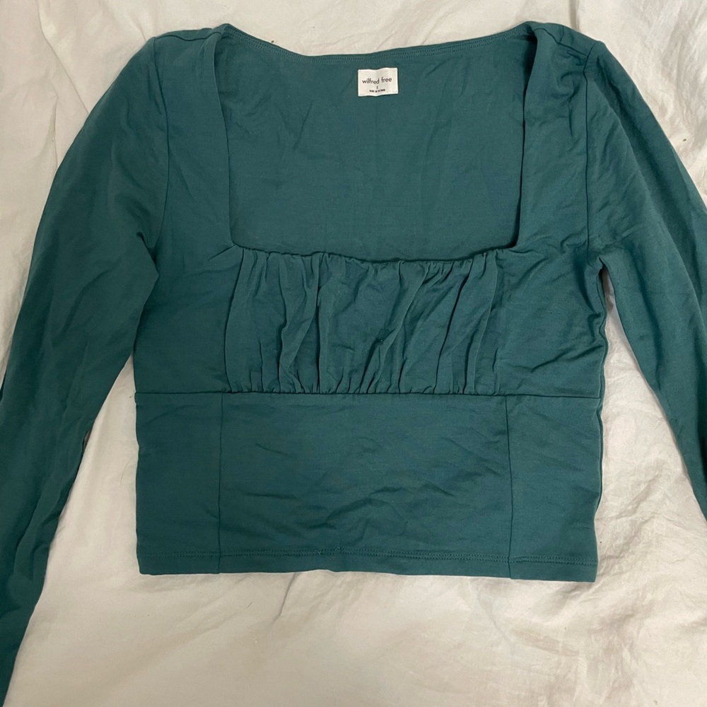Wilfred Teal Green Long-Sleeve Square Neck Top